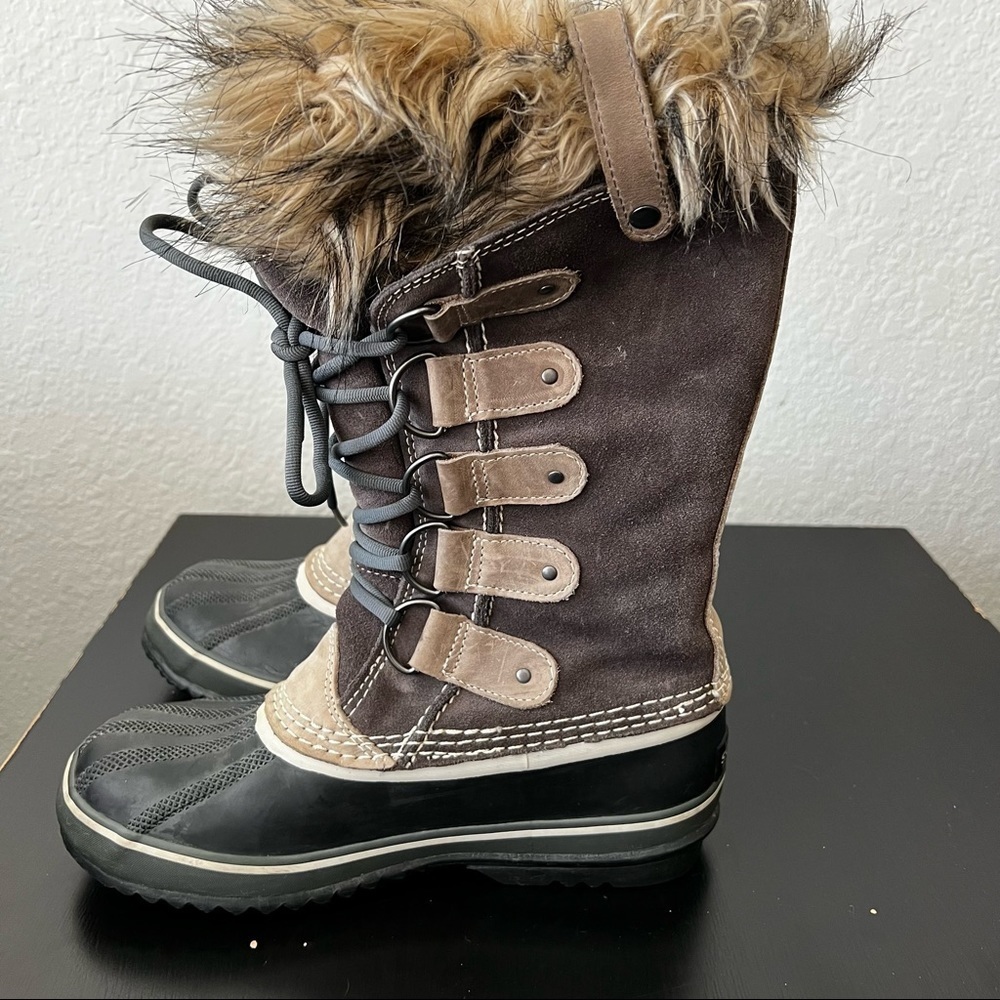 Sorel Joan of Arctic Suede Mid-Calf Brown Lace-Up Boots Size:8 🥾 - Picture 4 of 11